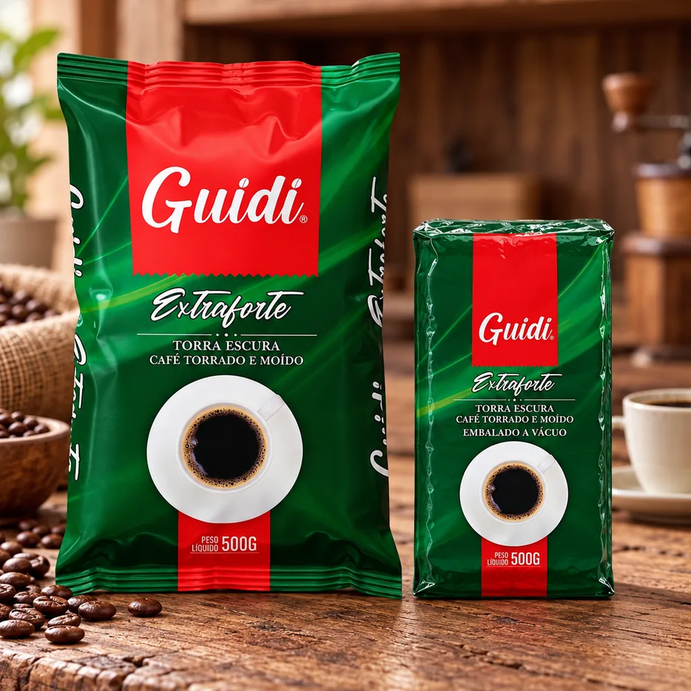 Café Guidi Extraforte 500 g na almofada e embalado a vácuo
