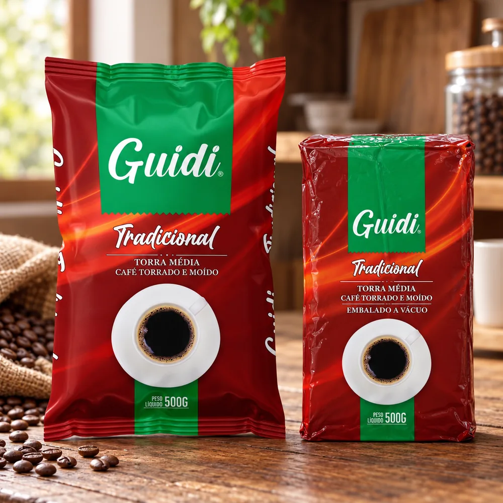Café Guidi Tradicional 500 g na almofada e embalado a vácuo