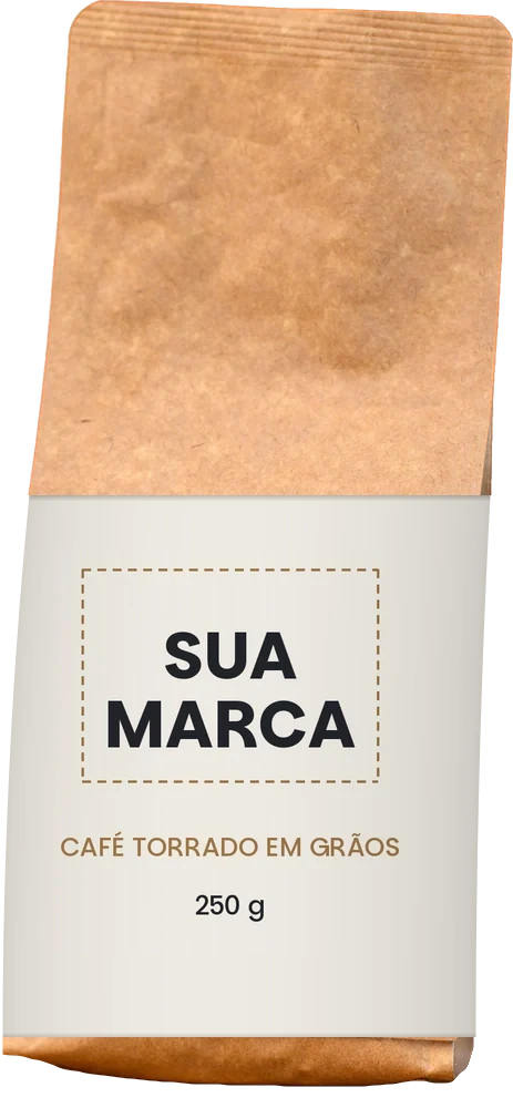 Pacote kraft de café com rótulo em branco para a sua marca